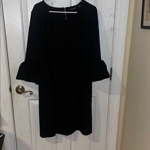 Nina Leonard Black Long Sleeve Dress